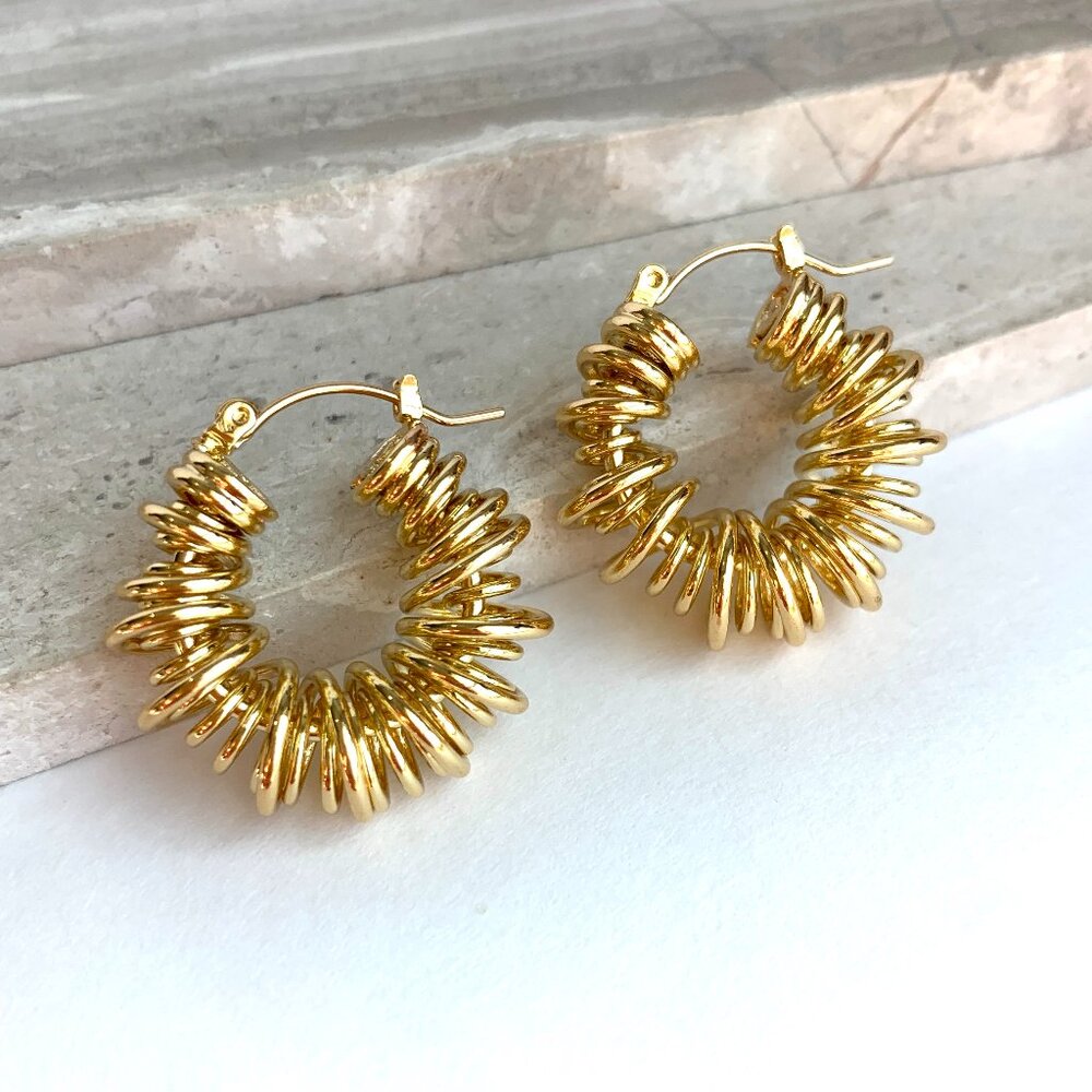 NEW ~ Anthropologie Wire Wrapped Gold Hoop Earrings